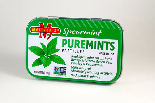 Meltzer's Natural Spearmint Puremints -  82 mint/50 grams size