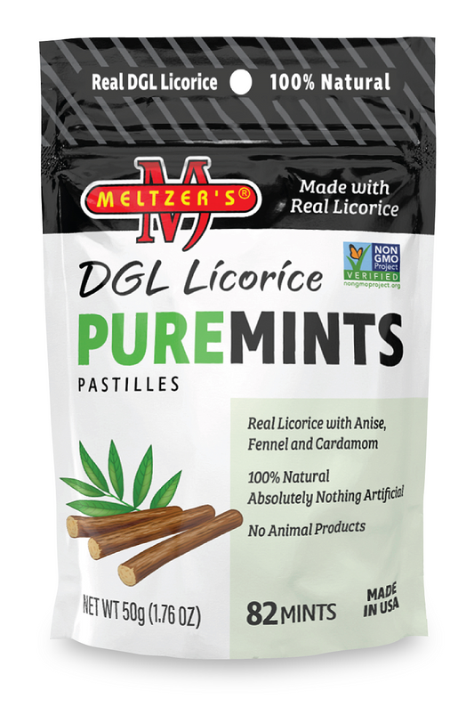 Meltzer's Natural Licorice Puremints -  82 mint/50 grams size POUCH